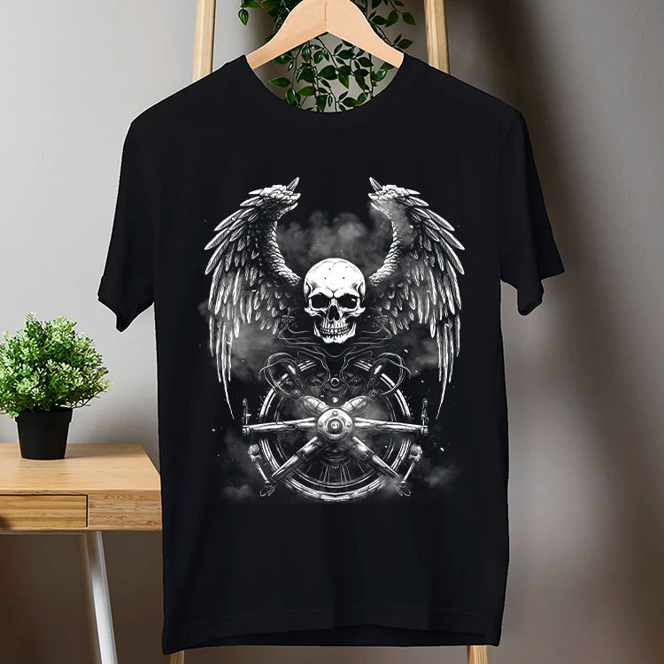 Angel Wings Skull Shirt, Tattooed Lovers Shirt, Skull Lovers Shirt
