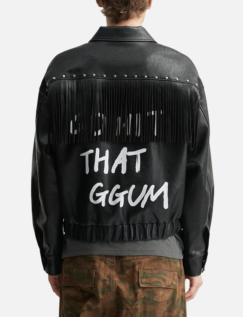DEINET YEONJUN GGUM X DEINET Fringe Jacket - Black faux-leather