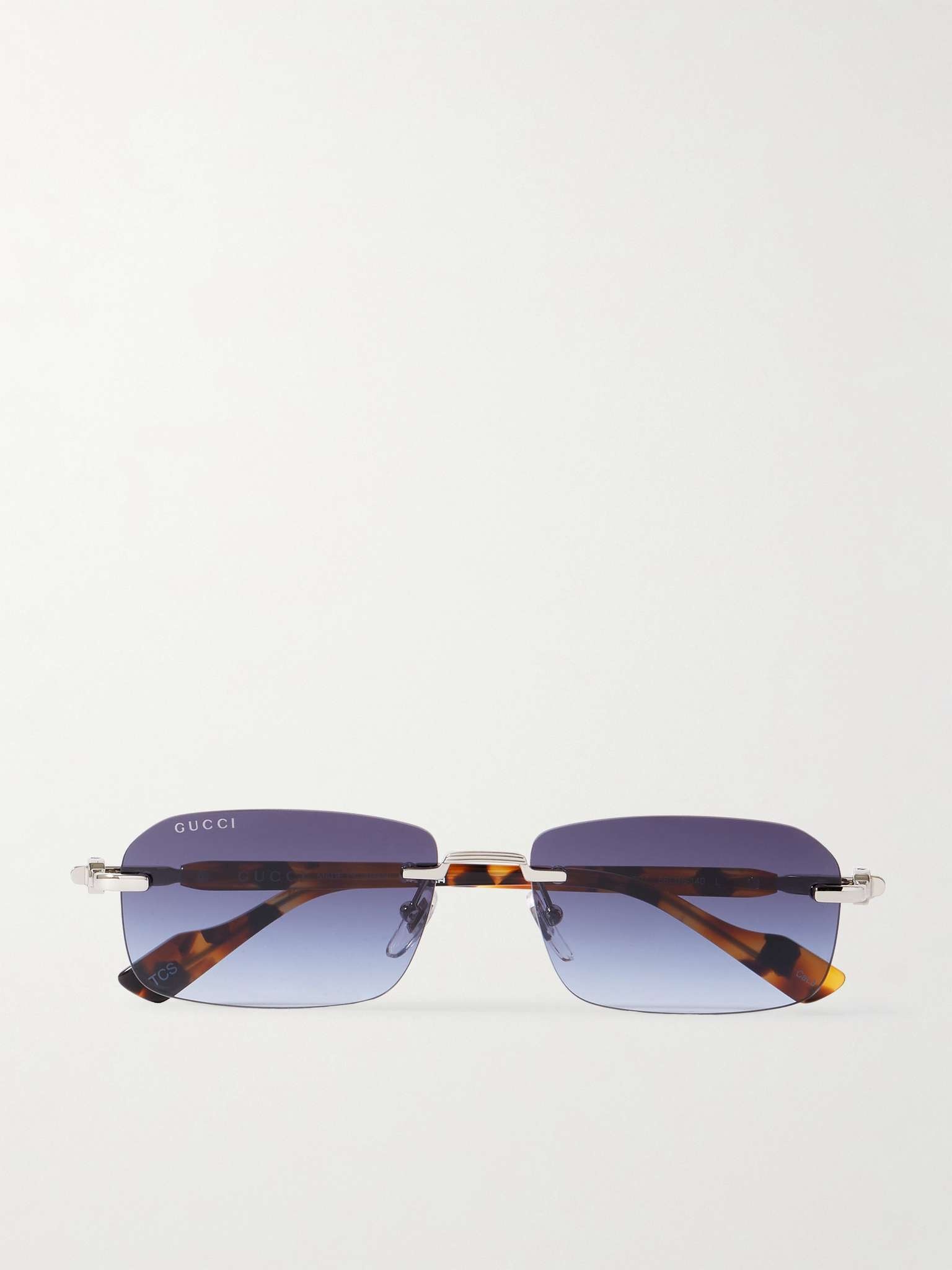GUCCI Rimless Rectangular-Frame Silver-Tone and Tortoiseshell