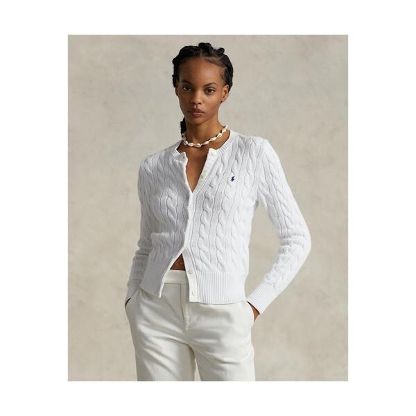 ホワイトニットカーディガン ポロラルフローレン ニットカーディガン