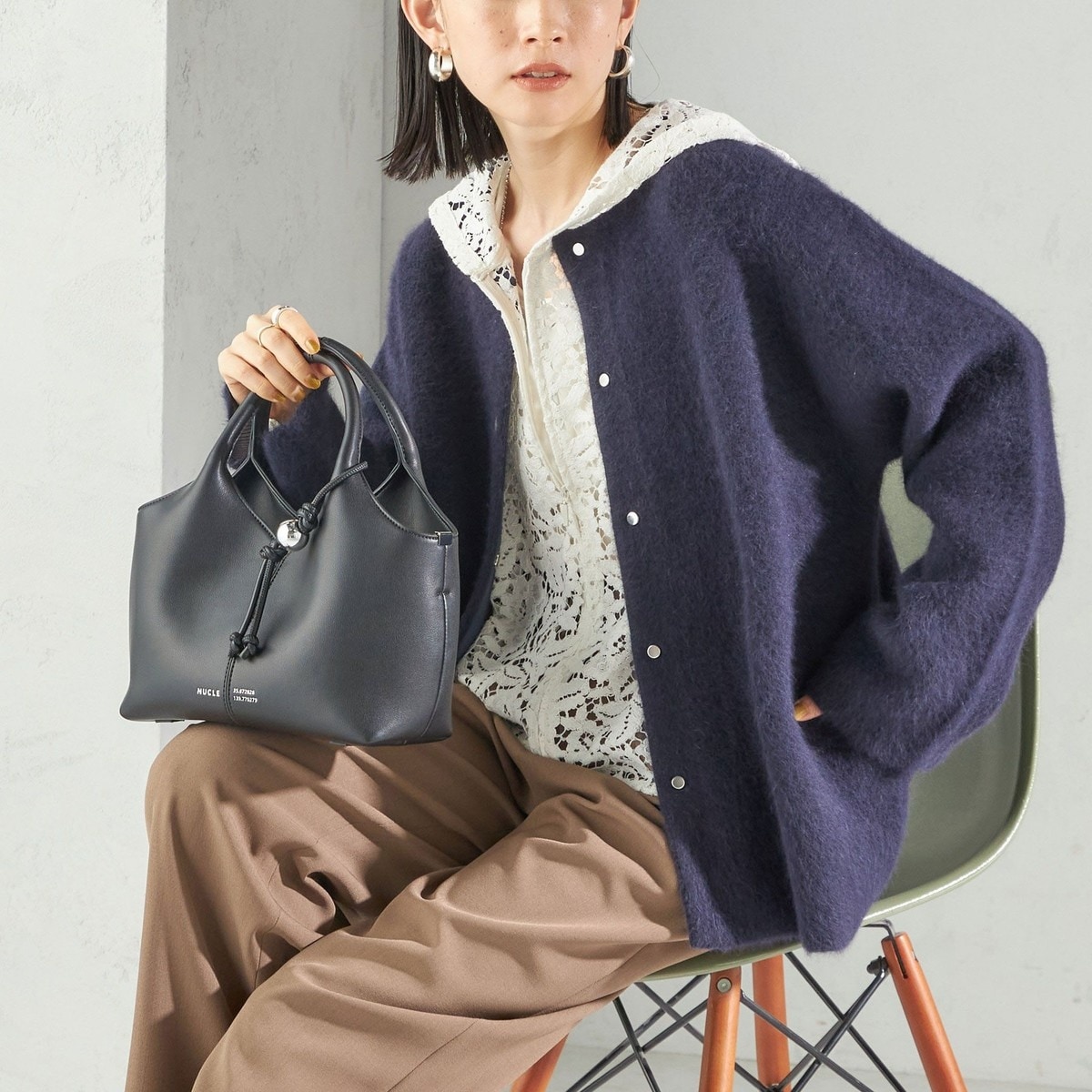 フォックス ブレンド ノーカラー ニット コート | シップス(SHIPS