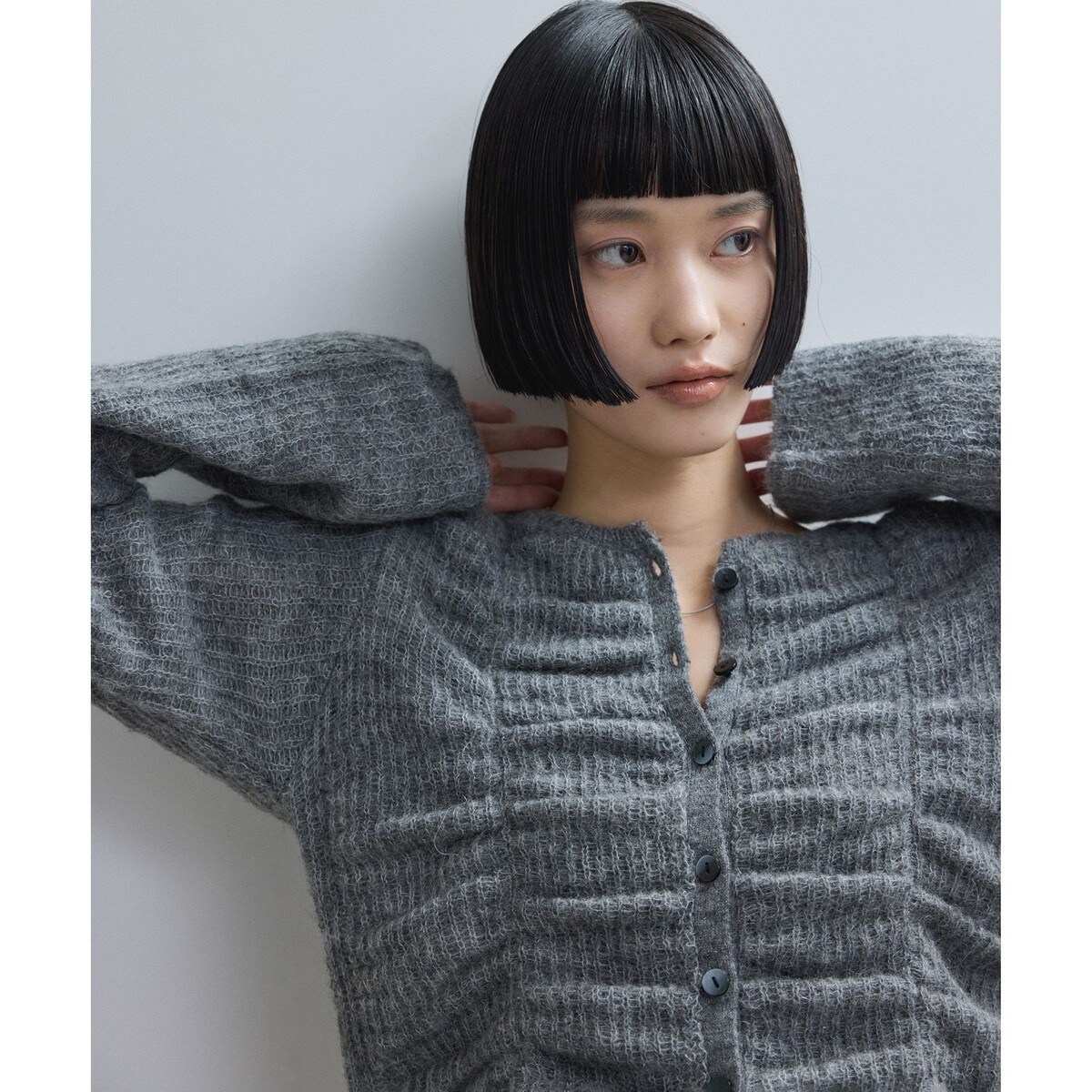 WEB限定】ダブルモヘアシャーリングカーディガン | アダムエロペ(ADAM