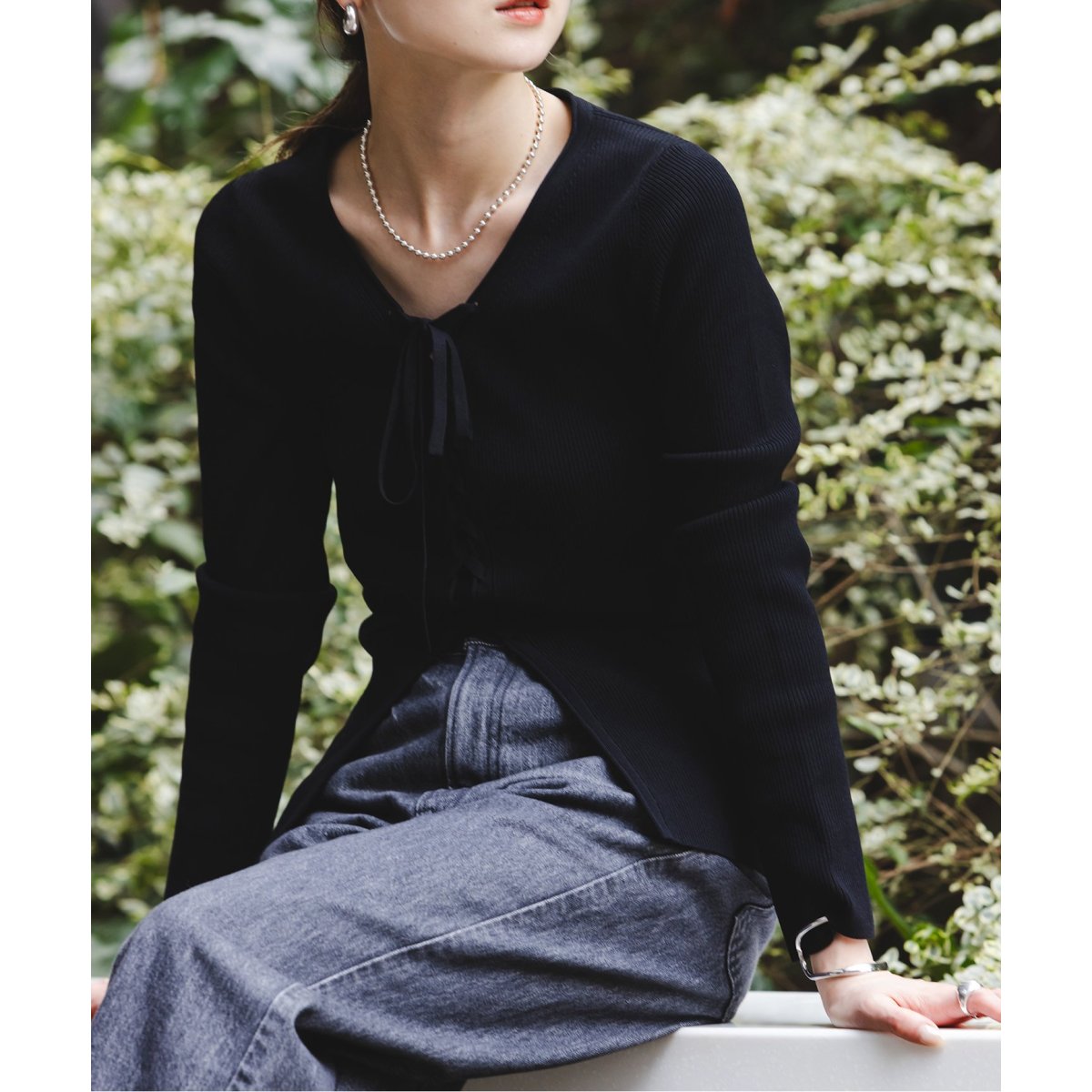 レースアップリブニット | ノーブル(Noble) | マルイウェブチャネル