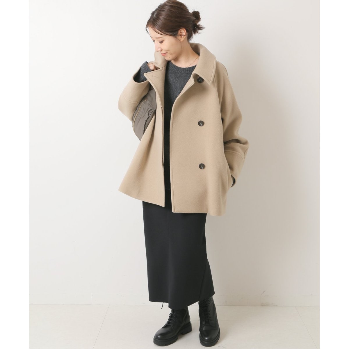 W/Nyモッサステンカラーショートコート | スピック＆スパン(Spick and