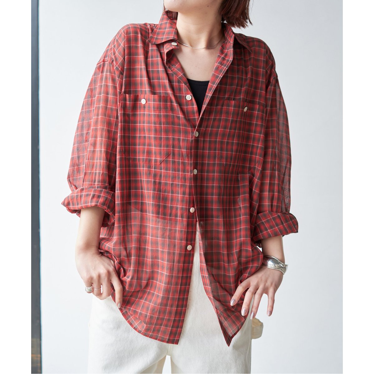 ≪追加≫コットンボイルチェックシャツ | スピック＆スパン(Spick and