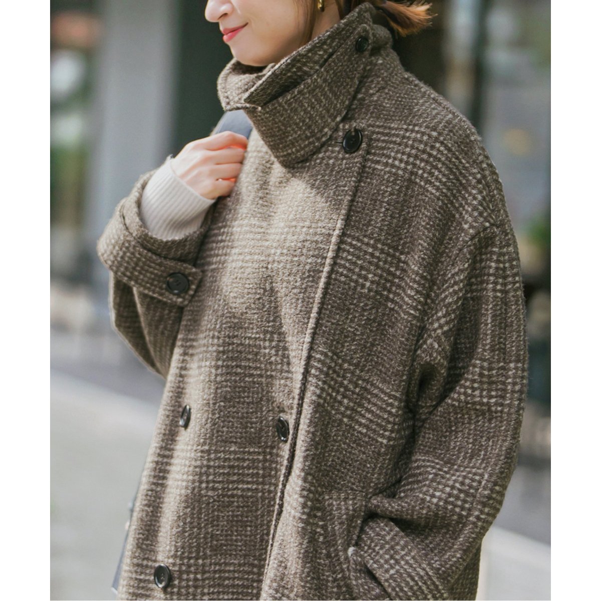 Wスライバーチェックハーフコート | スピック＆スパン(Spick and Span