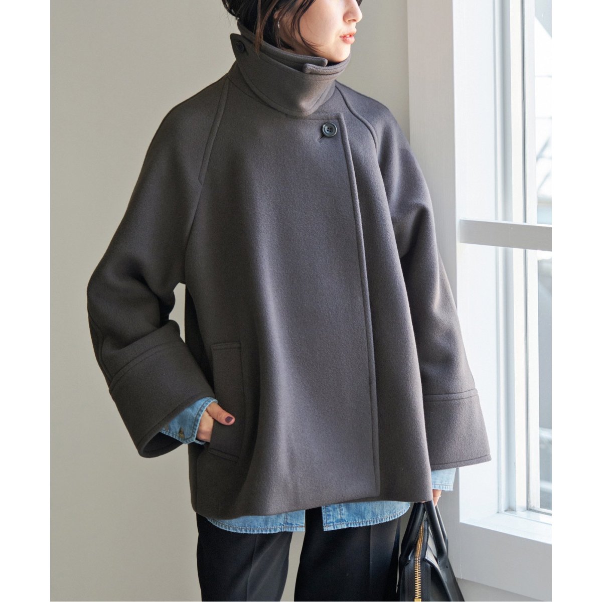 追加》W/Nyモッサステンカラーショートコート | スピック＆スパン