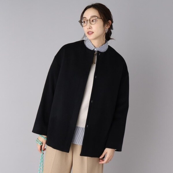 STORY web掲載／軽く羽織れるミドル丈】ノーカラー コクーンコート