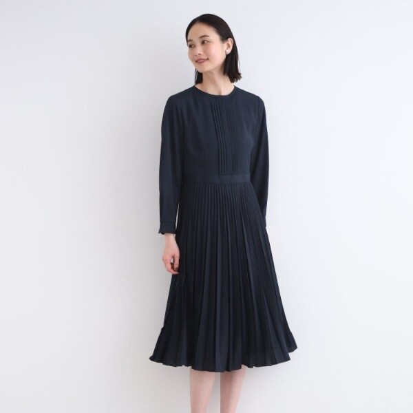 セレモニー／スタイルUP】アコーディオンプリーツワンピース