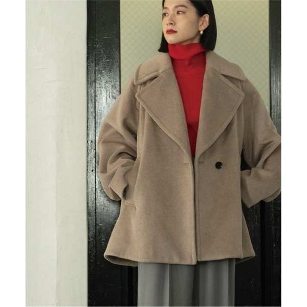 ウールカシミヤブレンド ミドル丈ピーコート | オペークドットクリップ