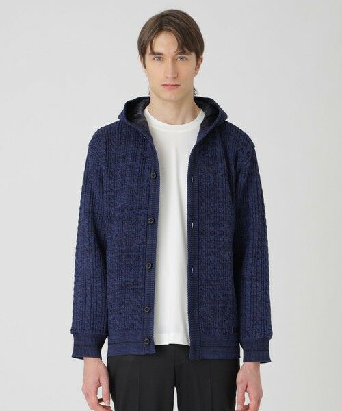 セール】 チェックコンビフードカーディガン （ニット・セーター