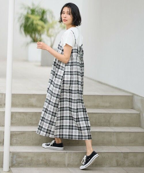 セール】 チェックシャーリングワンピース （ロング・マキシ丈