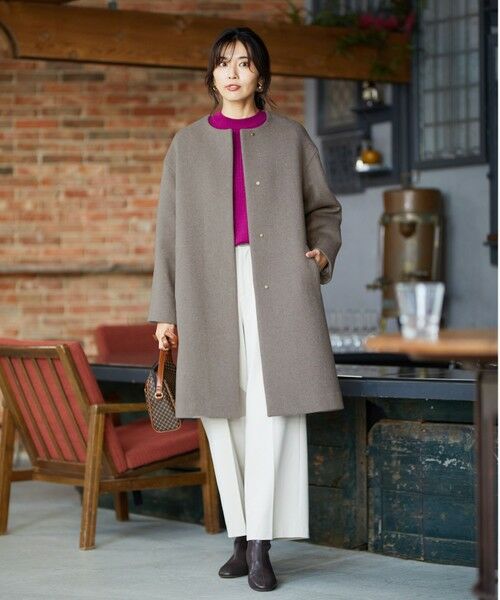 セール】 ウールブレンド ノーカラーコート （その他アウター）｜ANY