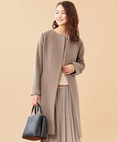 セール】 【2WAY】スーペリアファインウールモッサ ノーカラーコート