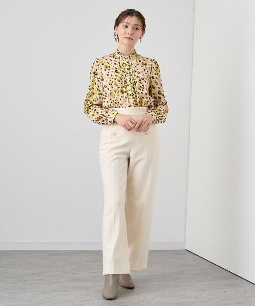 セール】 レオパードプリントスタンドフリル ブラウス （シャツ