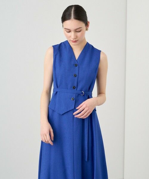 セール】 リネン調オックスジレスタイルワンピース （ミニ丈・ひざ丈