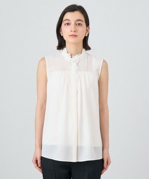 セール】 ジョーゼットフラワーノースリブラウス （シャツ・ブラウス