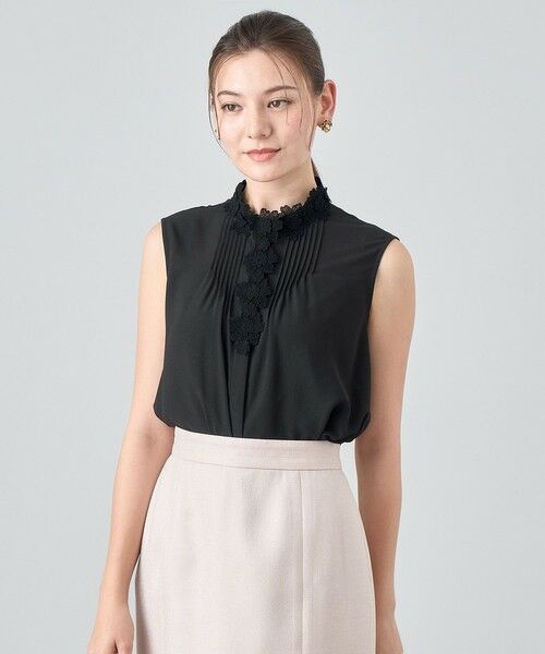 セール】 ジョーゼットフラワーノースリブラウス （シャツ・ブラウス