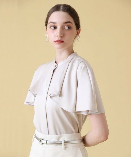 セール】 ストレッチサテンケープブラウス （シャツ・ブラウス