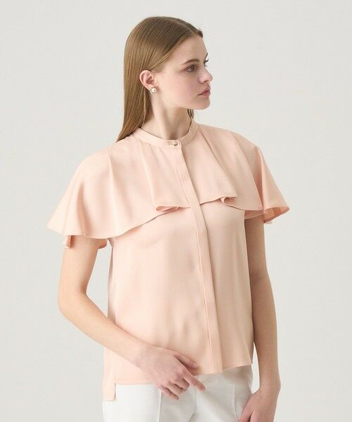セール】 ストレッチサテンケープブラウス （シャツ・ブラウス