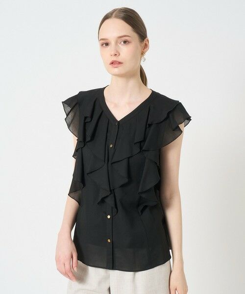 セール】 ボイルフリルVネックブラウス （シャツ・ブラウス）｜ANAYI