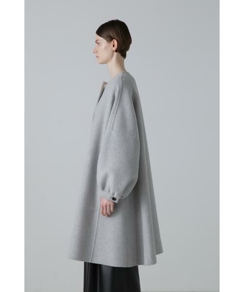 ◇カシミヤ混2TONEリバーノーカラーコート （アウター）｜ADORE