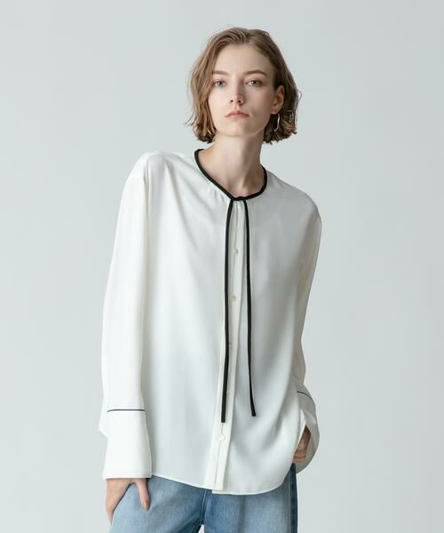 ジョーゼット細パイピングブラウス （シャツ・ブラウス