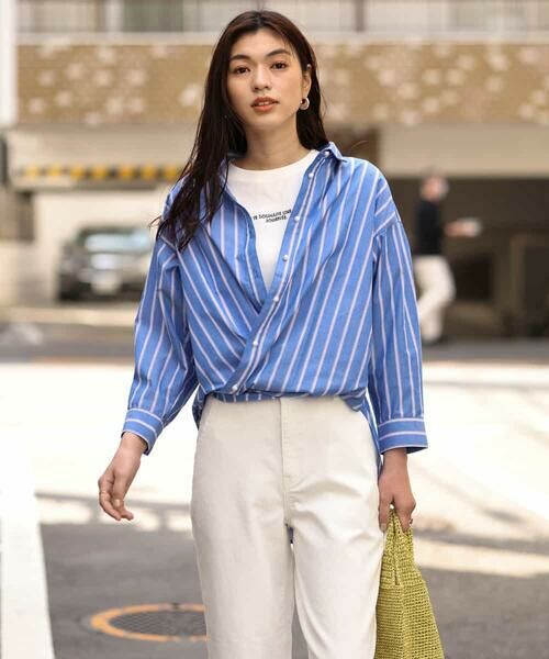 セール】 【2WAY】マルチストライプシャツ （シャツ・ブラウス