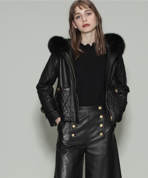 極美品 アナイ シープレザージャケット ベージュ 36 ジッパー ノー