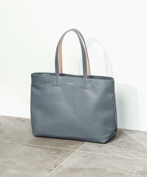 シボ レザーライク ジップ トート バッグ （トートバッグ）｜green