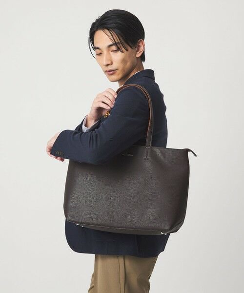 シボ レザーライク ジップ トート バッグ （トートバッグ）｜green