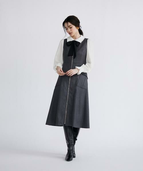 セール】 《プラスサイズ》配色ステッチジャンパースカート （ロング