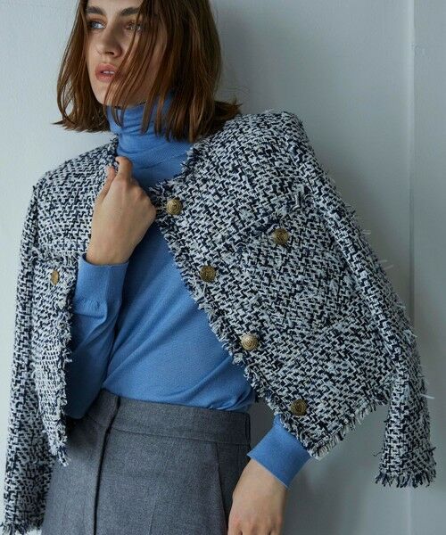 セール】 ラメファンシーツィード ノーカラージャケット （ノーカラー