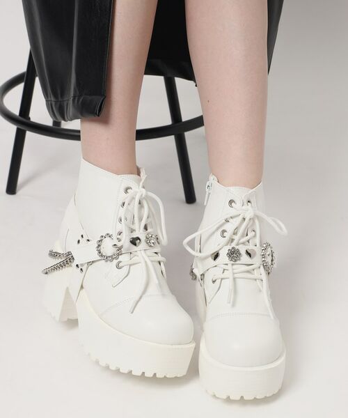 セール】 2WAYキラキラベルト付き厚底ブーツ （ブーツ（ショート丈