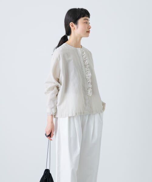 コットンリネンワッシャーフリルブラウス （シャツ・ブラウス