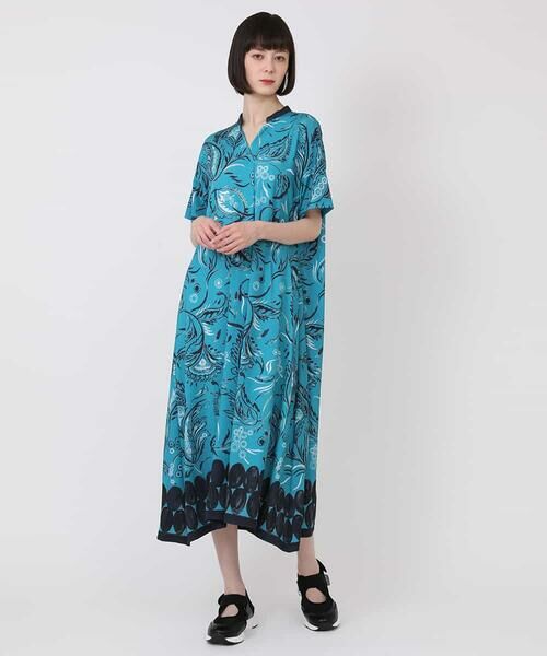 セール】 ペイズリー柄ジャージーワンピース /洗濯機で洗える （ロング