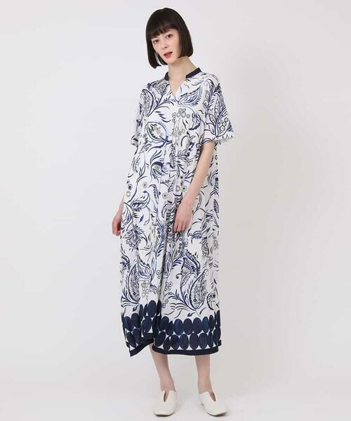 セール】 ペイズリー柄ジャージーワンピース /洗濯機で洗える （ロング