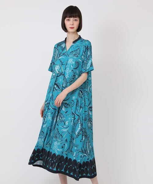 セール】 ペイズリー柄ジャージーワンピース /洗濯機で洗える （ロング