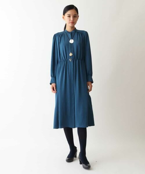 セール】 ソフトサテンウエストドロストワンピース /洗濯機で洗える