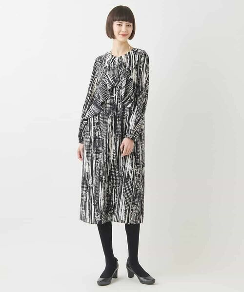 セール】 グレンチェックフリルアクセントワンピース /洗濯機で洗える