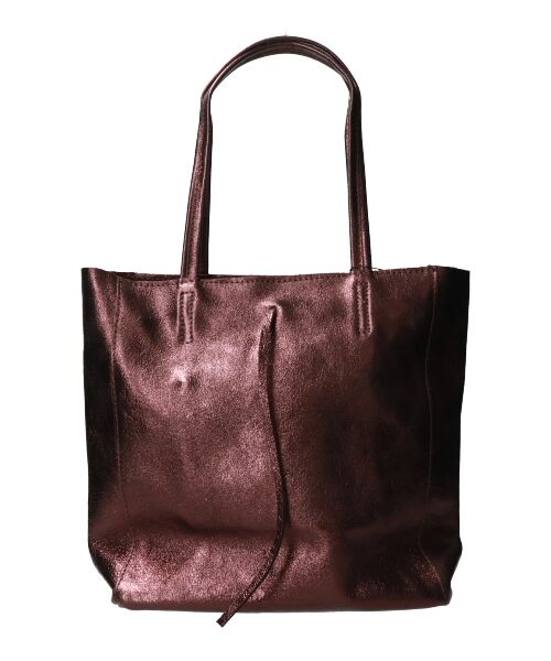 ANDREA CARDONE】メタリックレザーミディアムトートバッグ （トート