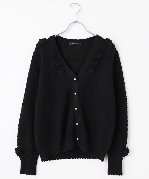 セール】 モチーフ付きダイヤ柄ニットカーディガン （カーディガン