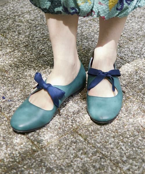 セール】 リボンシューズ サテンリボン付きフラットシューズ