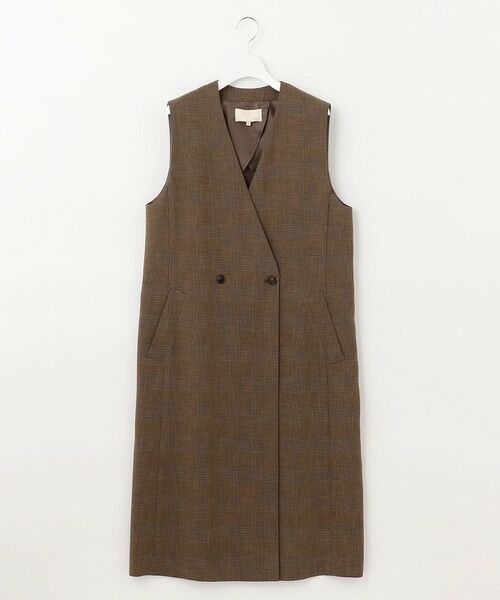 洗える】グレンチェック ロングジレ （ベスト）｜自由区 / ジユウク