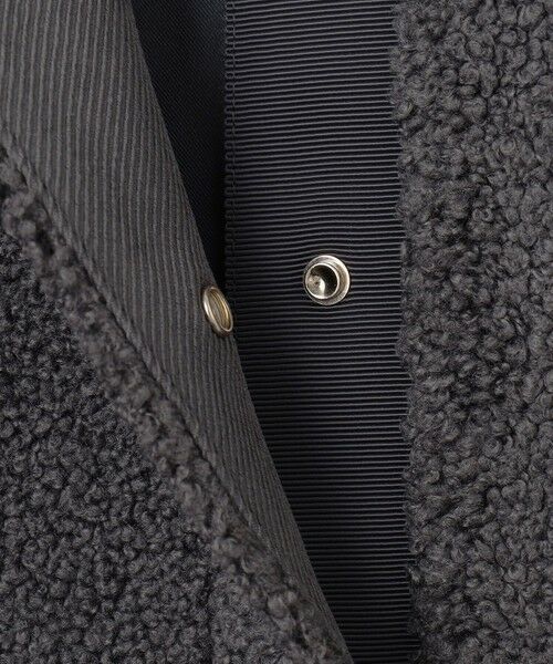 洗える】ボアコンビ アウター （ノーカラージャケット）｜自由区