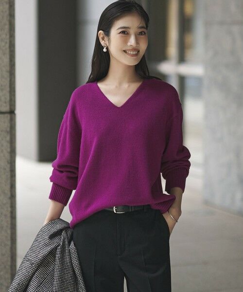 楽天市場】ニット Vネック パープルの通販