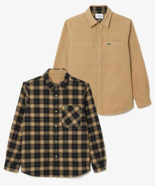 セール】 無地?チェックリバーシブルシャツ （シャツ・ブラウス