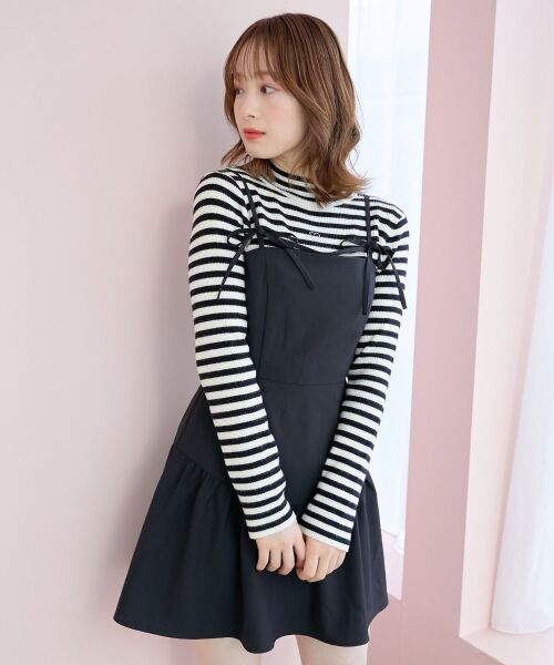 セール】 リボンストラップミニキャミワンピ （ミニ丈・ひざ丈