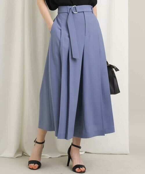 セール】 【洗濯機で洗える】ウエストリボン付きサテンガウチョパンツ