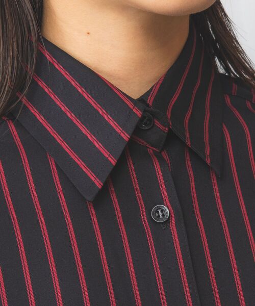 セール】 【NARACAMICIE】ダークストライプフリルボウタイ付き長袖